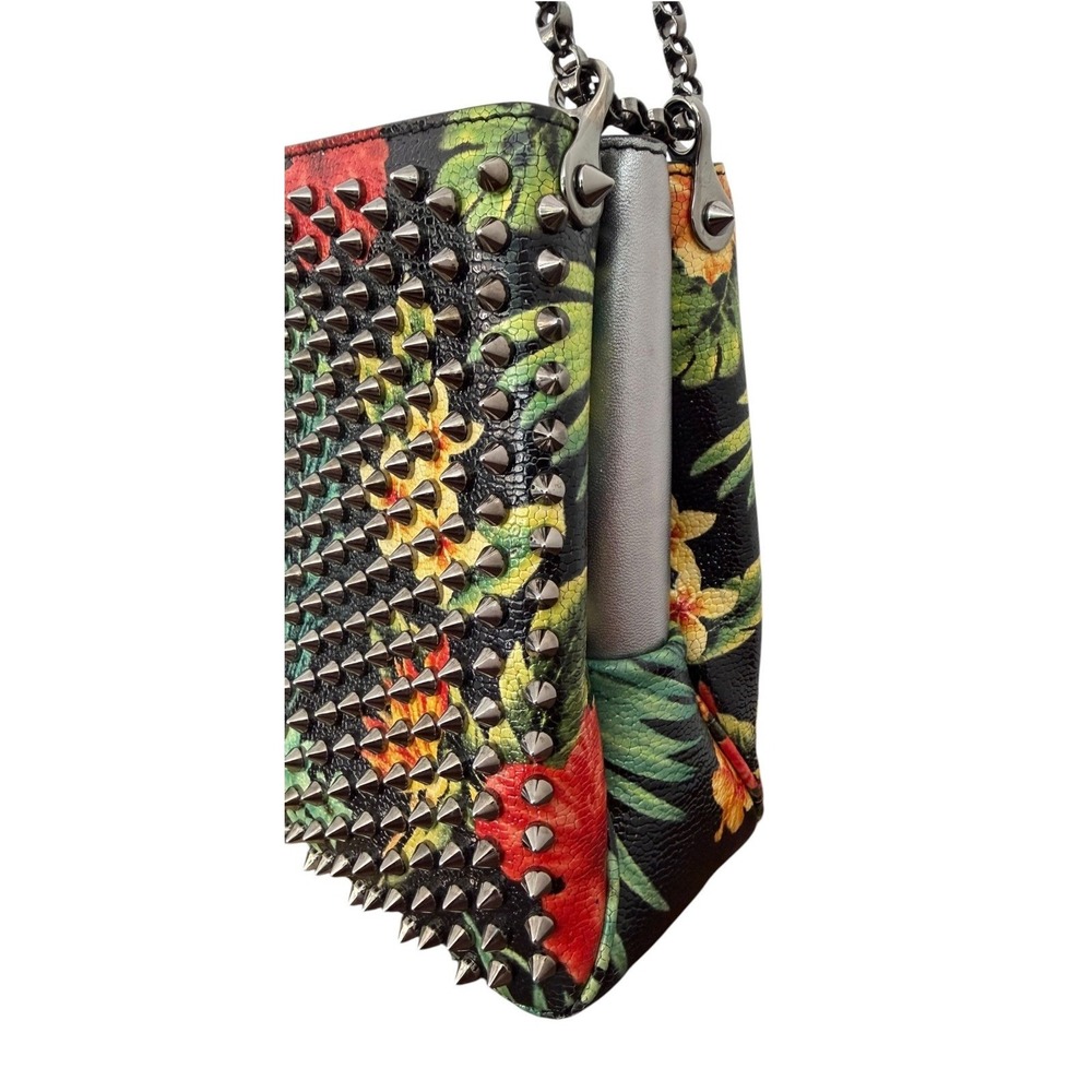 Christian Louboutin Hawaii Spiked Leather Crossbody Shoulder Bag Tropical Floral - Picture 5 of 16
